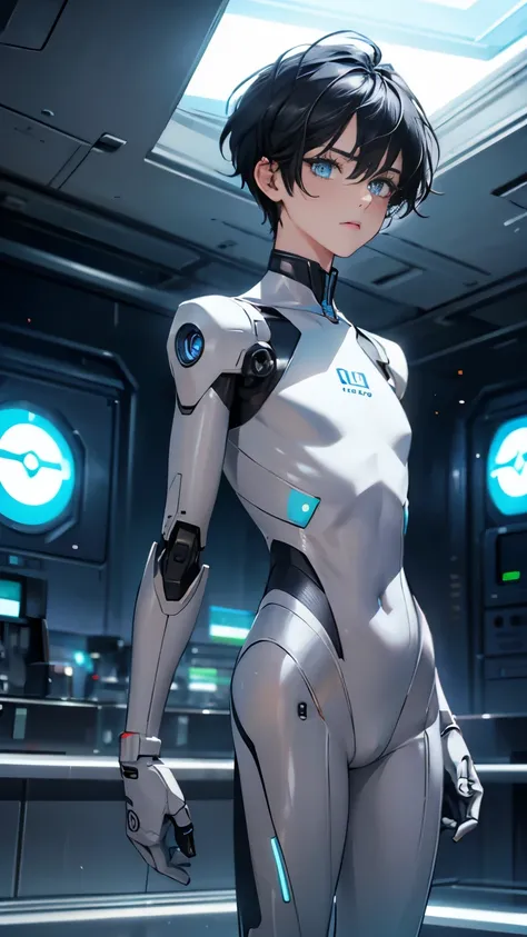 masterpiece, ((A beautiful male robot wearing a state-of-the-art body suit)),  ((ball joint)), ((High resolution)), Raw photo, perfect limbs, perfect limbs, double beautiful eyes, written boundary depth, cinematic lighting, Delicate hair depiction, (good l...