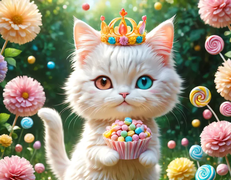 draw the null kingdom candyland,a cat wearing a pop-patterned dress that resembles a candy wrapper will give you candy as a gift...