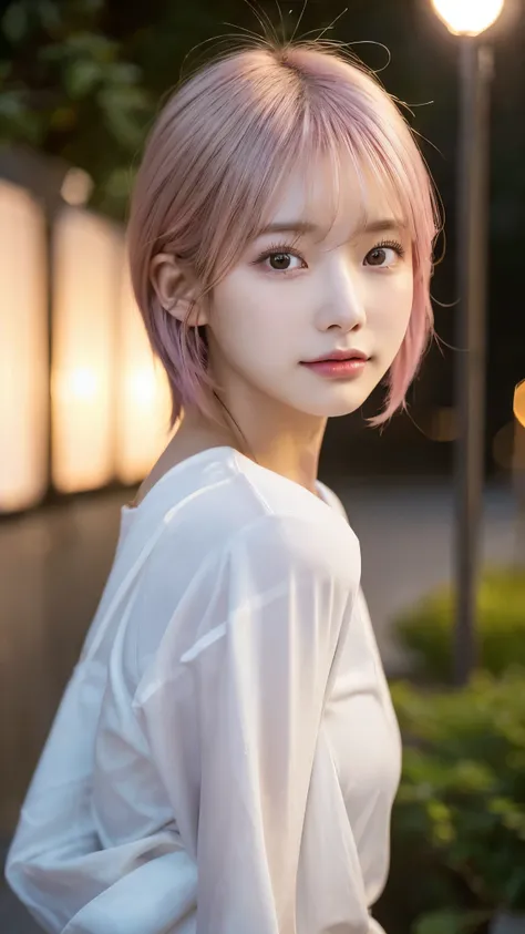 It&#39;s dusk、lightly dressed、exposed、thin white shirt、(highest quality,masterpiece:1.3,超A high resolution,),(super detailed,caustics),(Photoreal:1.4,RAW shooting,)ultra-realistic capture,very detailed,High definition 16K for human skin、 Natural skin textu...