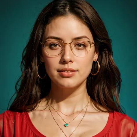 earrings, necklace, glasses