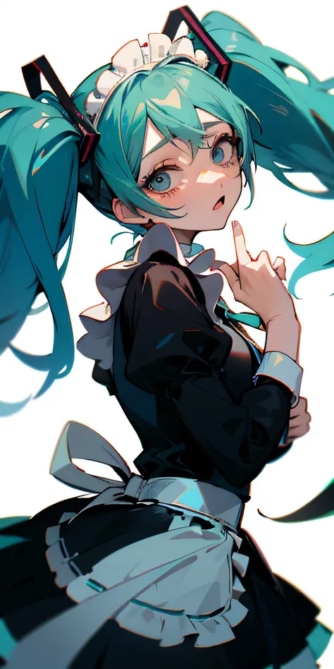 (((maid uniform)))), (((big deal)))), Drunk eyes, Hatsune Miku,