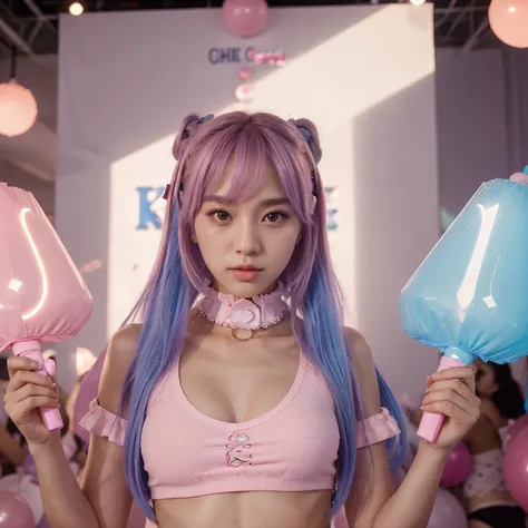 Photograph of an imaginary Lightstick for a kpop group called "Bubblegum"