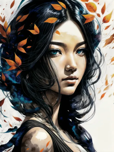 face portrait MeiyuCipher 1girl orange thorn aura in motion, Damaged Chinese clothes, floating parts, trending on ArtStation, sharp focus, complex parts, very detailed, detailed face (ink and watercolor painting, smears, Russ Mills and Yoji Shinkawa) Best ...