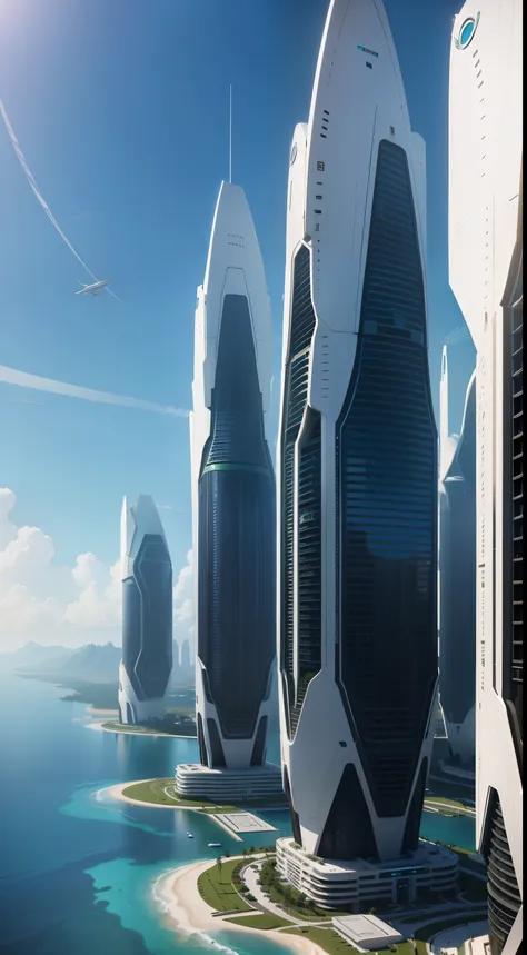 Cidade do futuro, paradis, futuristic buildings, ano 2050, Breathtaking image, in 4k