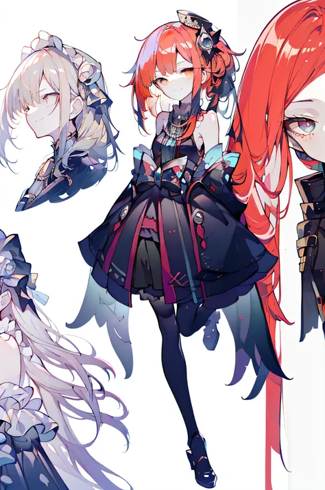 Full body Esbian,changeta prostitute,very gorgeous aximalism,extreme details,Rococo style,super long hair,intricate accessories,intricate hairstyles,gem,((red hair)),change, girl,((Shoulders and arms are exposed)),evil smile,