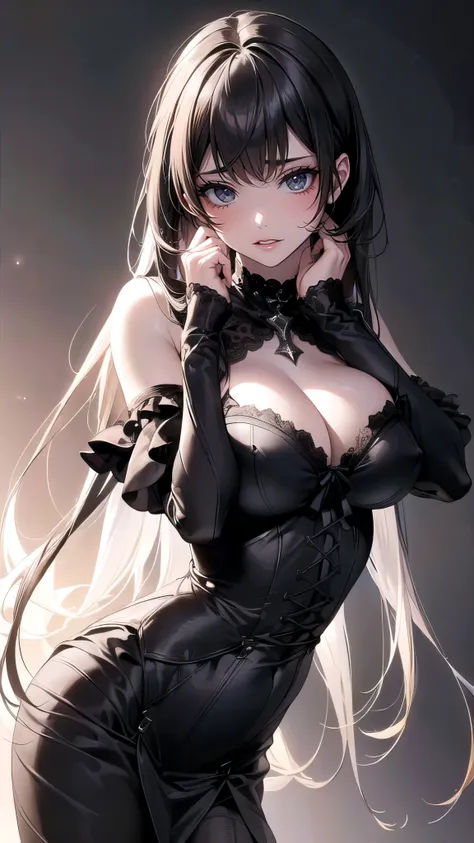 (random pose:1.2),gothic lolita dress,Ultra detailed skin,(Thin type:1.8),(big breasts:1.5), Beautiful breasts, pale skin, pointed breast, Erect nipples,twintails,twin drills,(Ultra Thin hair), (Ultra Soft hair), (Ultra straight hair:1.5),blunt bangs, (Hig...