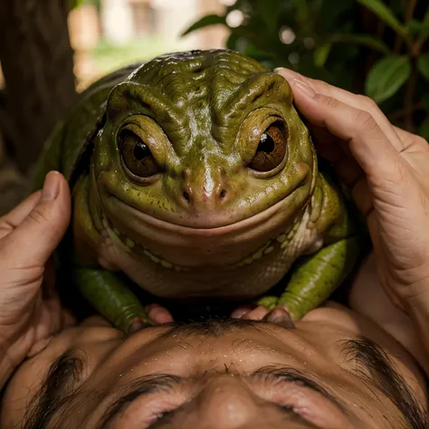 Crea un hombre con ojos de un sapo 