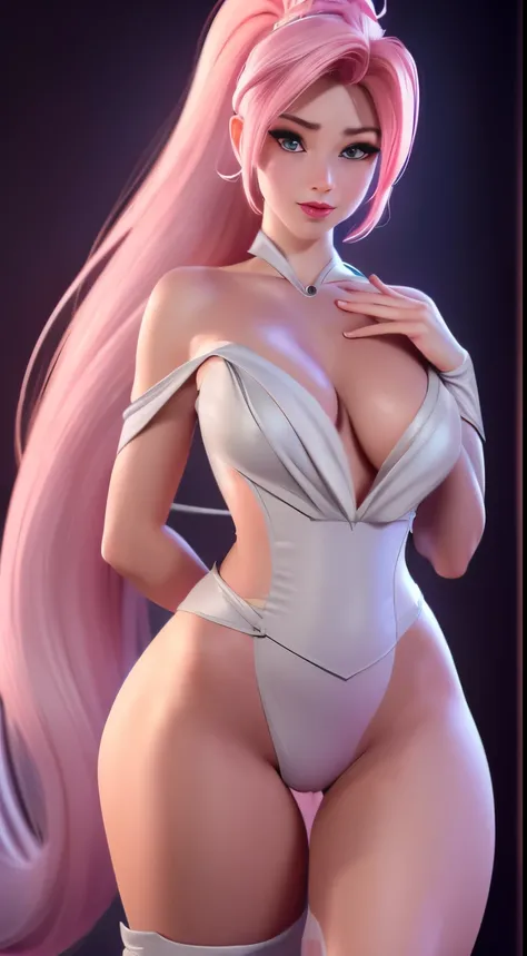 Elfgirl (rose quartz SU-Elsa frozen Disney Tinker waifu mezclando modelos .) (ultra FUSION of white and pink hair) Highly detailed CG unity 8k wallpaper, style shot, complex, high detail, dramatic, highest quality movie still image, very detailed, masterpi...