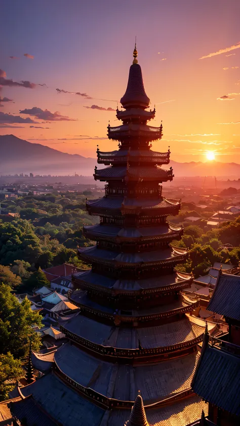 Highest image quality,fantasy,temple,sunset