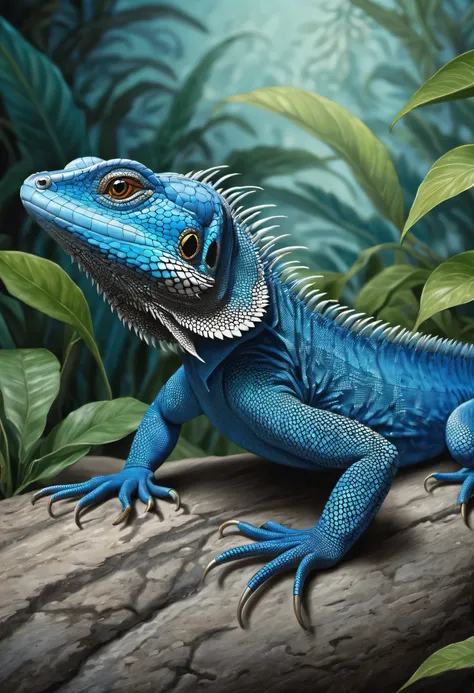  a blue lizard, photorealistic and intricate, very intricate photorealistic, highly realistic and intricate, extremely detailed art, realistic intricate detail, highly detailed art, highly detailed illustration, hyperrealistic intricate details, ultra - re...