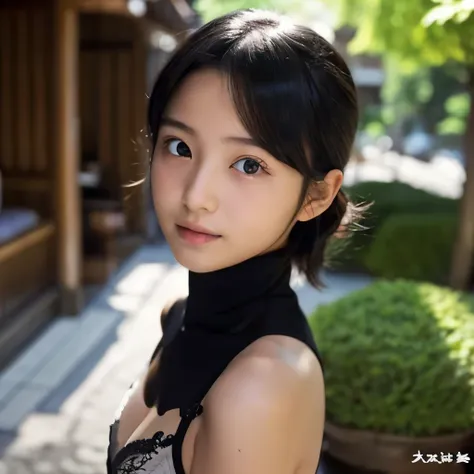 Japanese baby-faced girl、enchanting eyes、black sexy underwear、