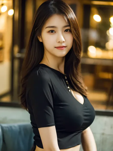 1 girl, (wearing a black blouse:1.2), black short skirt, beautiful Japanese actress, (RAW photo, highest quality), (realistic, Photoreal:1.4), masterpiece, very delicate and beautiful, very detailed, 2K wallpaper, wonderful, finely, very detailed CG Unity ...