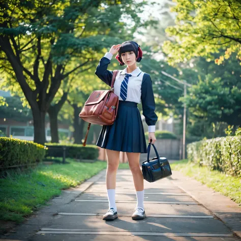 A Showa era  who is about to be late for school