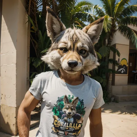 Um lobo de zootopia com a camisa do brasil e coroa de ouro 