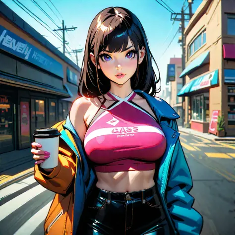 midnight nebulae starry_sky spacious moonset, A ultradetailed beautiful panting of a stylish girl wearing crop top in a convenience store, Oil painting, by Ilya Kuvshinov, Greg Rutkowski and Makoto Shinkai, heavenly beauty, barely clothed, ultra_high-detai...