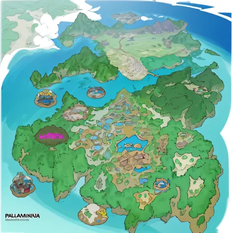 Map of Philippines if it were a video game setting for Pokémon series next generation game. Similar to Alola Region and Paldea Region artstyle