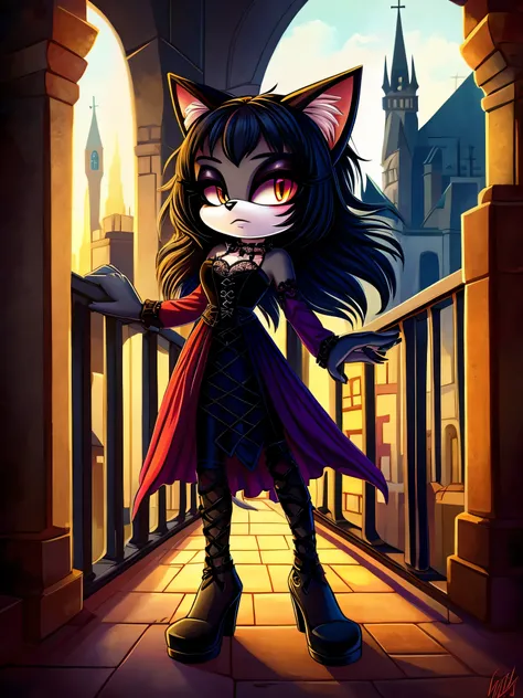 Mobian, anthropomorphic cat, female, highly detailed, gothic