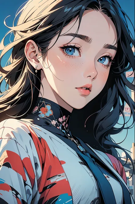 pace girl| standing alone on hill| centered| detailed gorgeous face| anime style| key visual| intricate detail| highly detailed|...