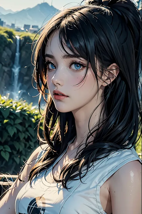 pace girl| standing alone on hill| centered| detailed gorgeous face| anime style| key visual| intricate detail| highly detailed|...