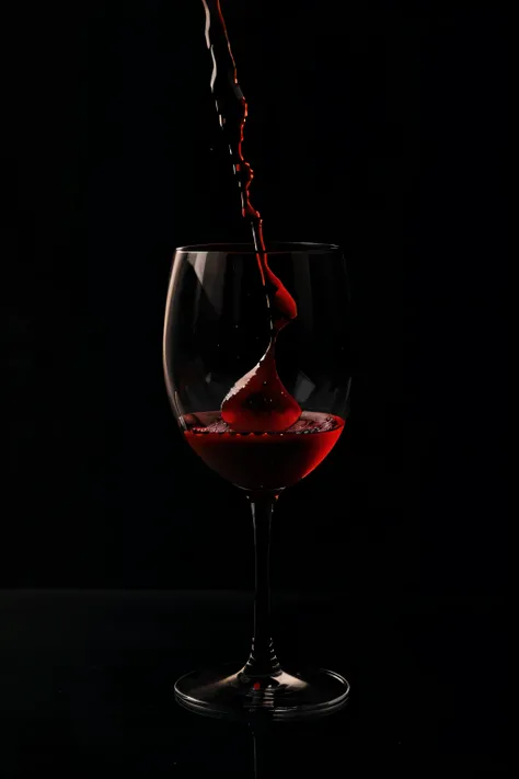 glass of blood spilling in black background