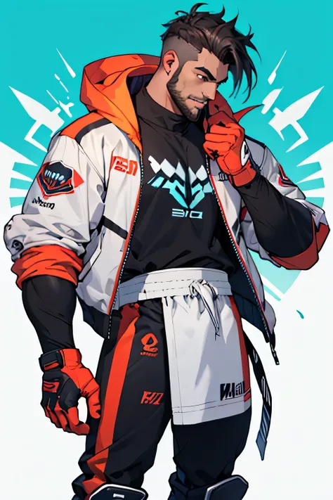 rapaz bonito de barba bonita com uma roupa maneira estilo jogador gamer mobile