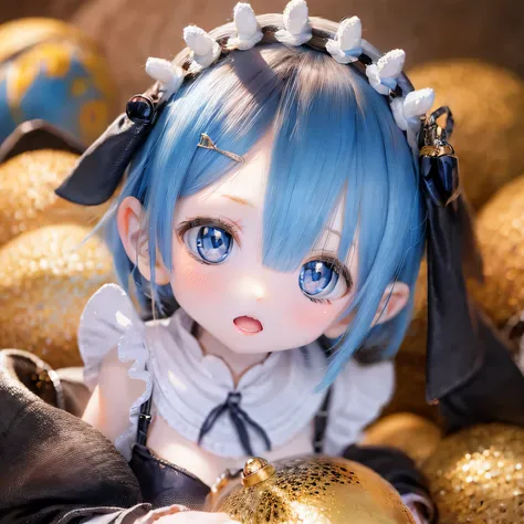 A five-year-old girl named Rem, It is depicted in (((((((baby))))))) style, with beautiful and detailed eyes, lips, and the face. Artwork must be of the highest quality, Sharp focus and ultra-detailed rendering. The color palette should be vibrant and vivi...