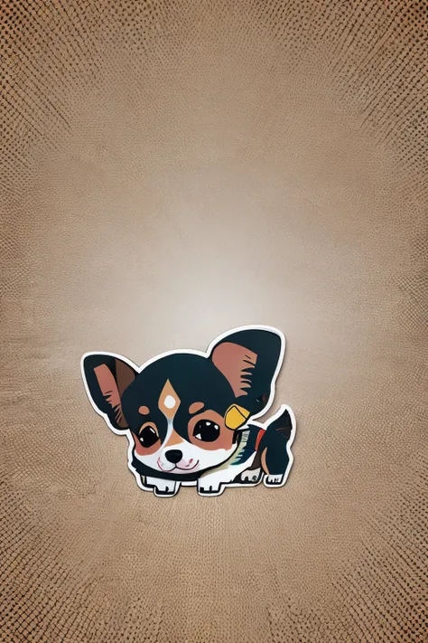 Sticker style, chibi, ((chihuahua)) Geometric pattern background