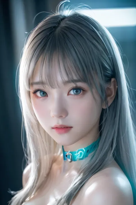 highest quality、8k masterpiece、超a high resolution、(photoreal:1.3)、raw photo、1 girl、silvery hair、glowing skin、1 cyberpunk super b...