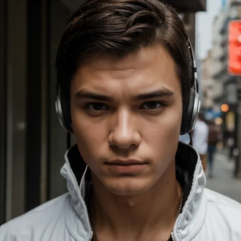 Help me create photo 3d man 17 year old with earphone 