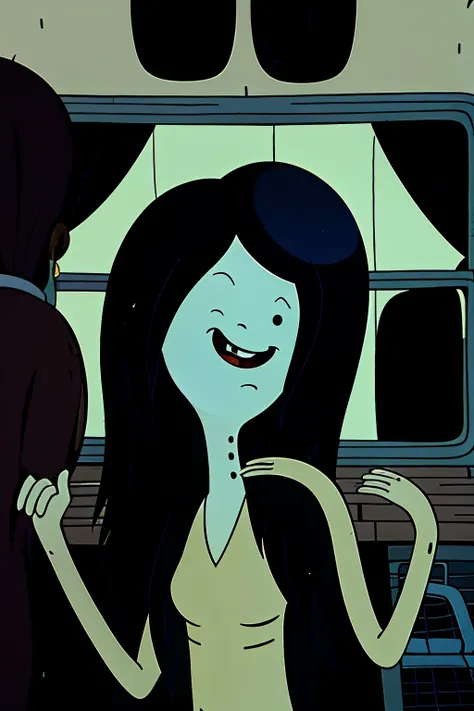 Marceline from Adventure Time smiling at the camera, vampira, pele branca