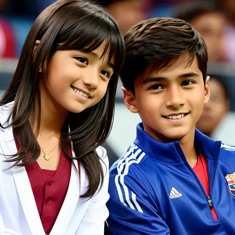 A boy of class 7 named Abinaba went to stadium with his cute gf watching messis football match 