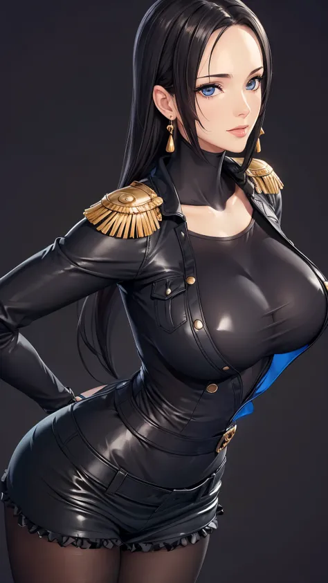 （（（完美figure，figure，black tight fitting leather clothing, black leather clothing, leather clothing, reflective clothing， （（（boa h...