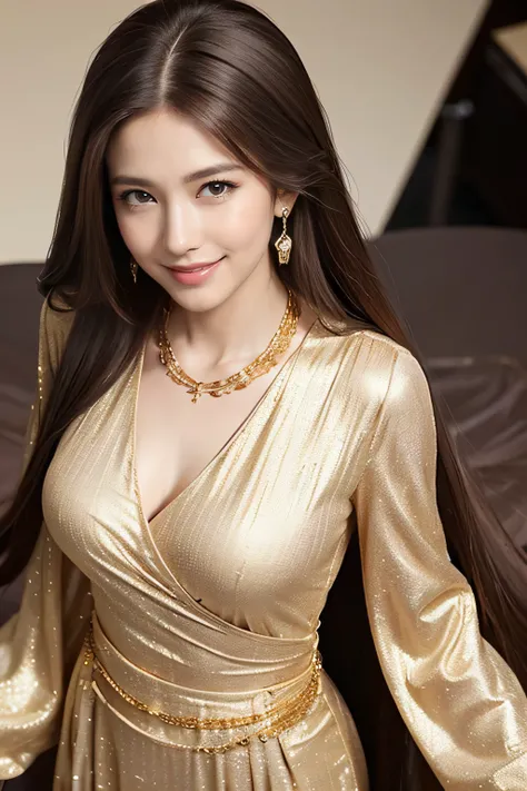 highest quality, masterpiece, 8K, ultra high resolution, (realistic: 1.4), 1 girl, beautiful face, symmetrical eyes, big, perfect body proportions, ((long hair))、((brown hair)), secretary、(luxury business suits)、The viewer&#39;s gaze, (president&#39;office...