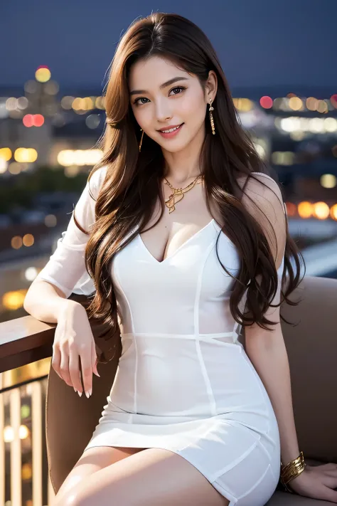 highest quality, masterpiece, 8K, ultra high resolution, (realistic: 1.4), 1 girl, beautiful face, symmetrical eyes, big, perfect body proportions, ((long hair))、((brown hair)), secretary、(luxury business suits)、The viewer&#39;s gaze, (president&#39;office...