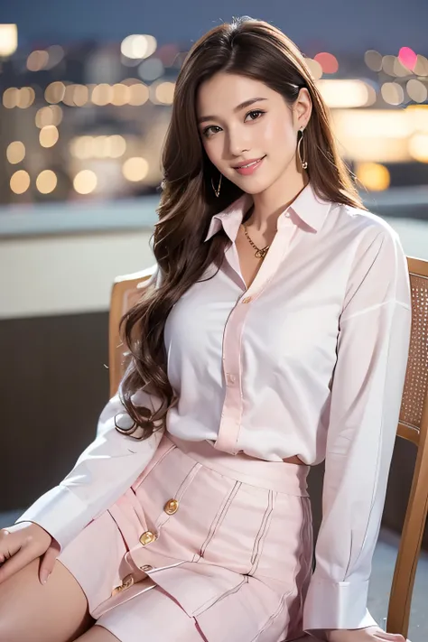 highest quality, masterpiece, 8K, ultra high resolution, (realistic: 1.4), 1 girl, beautiful face, symmetrical eyes, big, perfect body proportions, ((long hair))、((brown hair)), secretary、(luxury business suits)、The viewer&#39;s gaze, (president&#39;office...