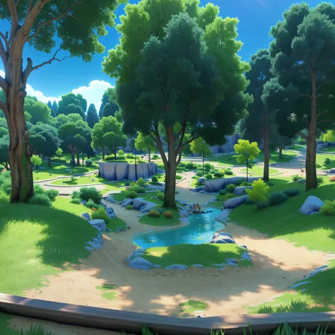 ((best quality)), ((masterpiece)), (detailed), anime, landscape, park, современный park