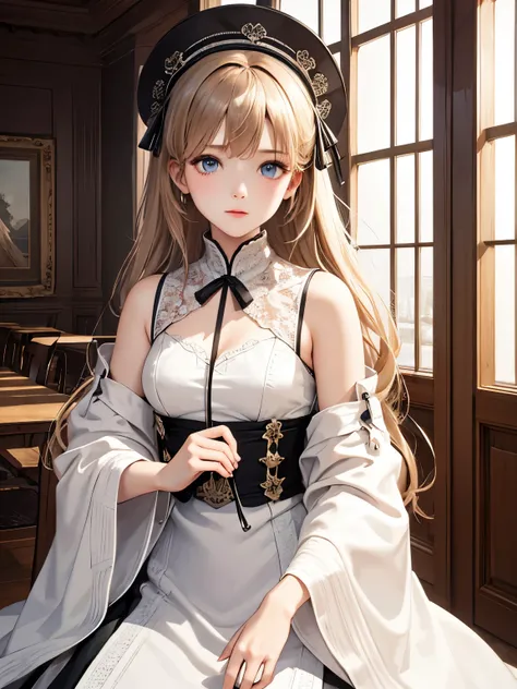 (high quality,masterpiece,4k,8k,16k),cute girl,bust,medium chest,1 girl,, master piece,highest quality,aster piece,beautiful,Highly detailed CG Unity 8K wallpaper、subtle details,intense gaze,revealing expression,porcelain-like complexion