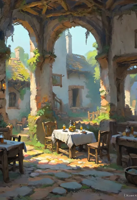 ((tavern)),ruin,diffused daylight,2d art,handpaint,4k,fullhd,very high resolute.