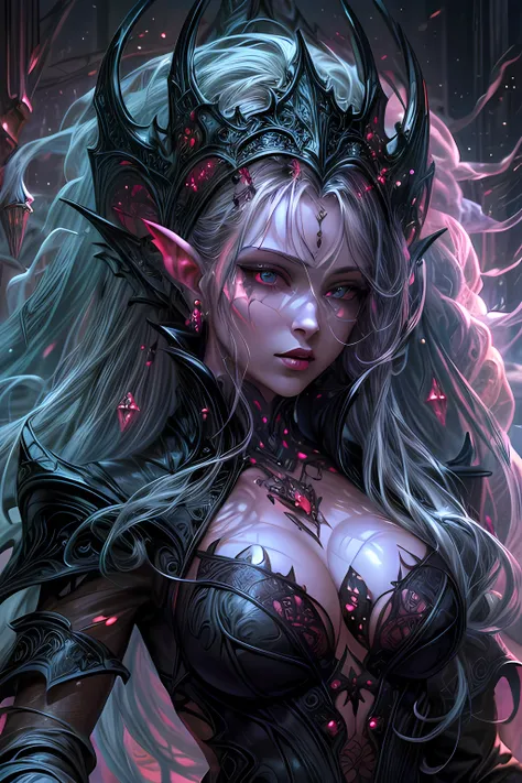 fantasy art, gothic art, (masterpiece:1.5), full body best details, highly detailed, best quality, Glowing Purple, highres, full body portrait of a vampire, elf (Masterpiece, best quality: 1.6), ultra feminine, wizard, (intricate details, Masterpiece, best...