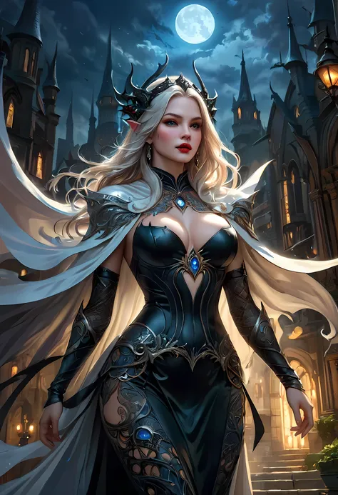 fantasy art, gothic art, (masterpiece:1.5), full body best details, highly detailed, best quality, Glowing blue, highres, full body portrait of a vampire, elf (Masterpiece, best quality: 1.6), ultra feminine, wizard, (intricate details, Masterpiece, best q...
