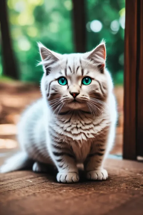 crie uma imagem para walppaper para smartphone de gatinho fofinho realista em 4k