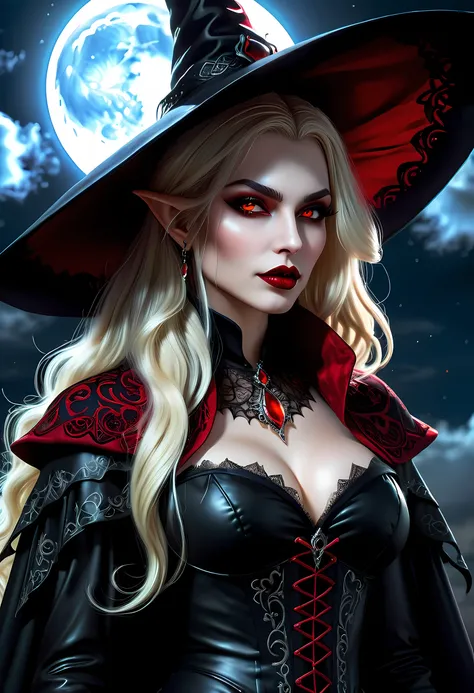 fantasy art, gothic art, (masterpiece:1.5), full body best details, highly detailed, best quality, WitchcraftPunkAI,  highres, full body portrait of a vampire, elf (Masterpiece, best quality: 1.6), ultra feminine, wizard, (intricate details, Masterpiece, b...