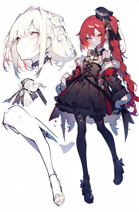 full body esbian,frontage,side,behind,sett,lolita prostitute,so gorgeouaximalism,extreme details,Rococo style,super long hair,intricate accessories,Complex hairstyles,gem,((red hair)),evil smile,