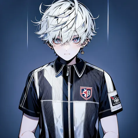 (anime boy masculino),( uniforme de futebol!!) , white hair