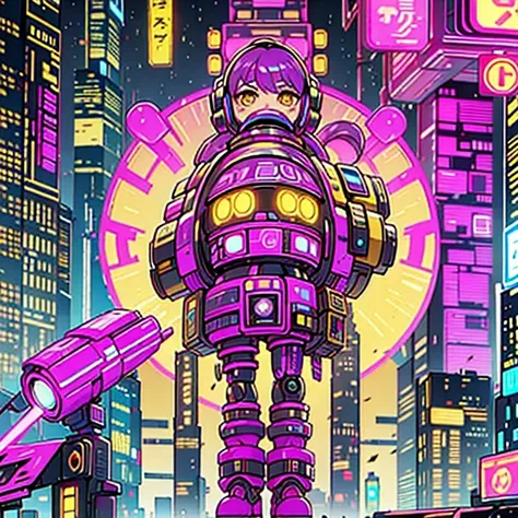 （（（Side view）））side close-up，a close up of a robot with a glowing head and a purple background, cyber mech, in style of beeple, cyberpunk pikachu, style hybrid mix of beeple, 3 d render beeple, cute elaborate epic robot, beeple masterpiece, cyberpunk art s...