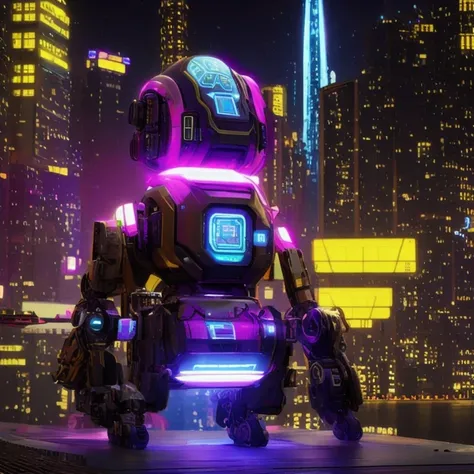 （（（Side view）））side close-up，a close up of a robot with a glowing head and a purple background, cyber mech, in style of beeple, cyberpunk pikachu, style hybrid mix of beeple, 3 d render beeple, cute elaborate epic robot, beeple masterpiece, cyberpunk art s...