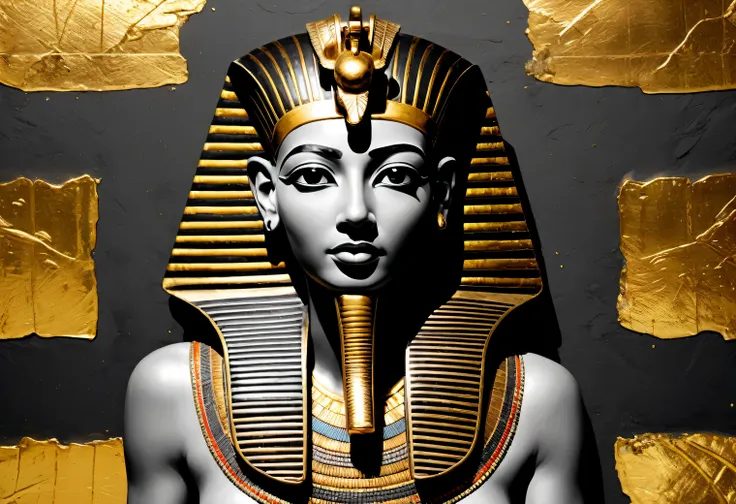 graphite and gold leaf, ancient egypt, high definition