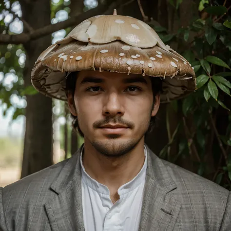 Parasitical mushroom growing out of a mans face fantasy