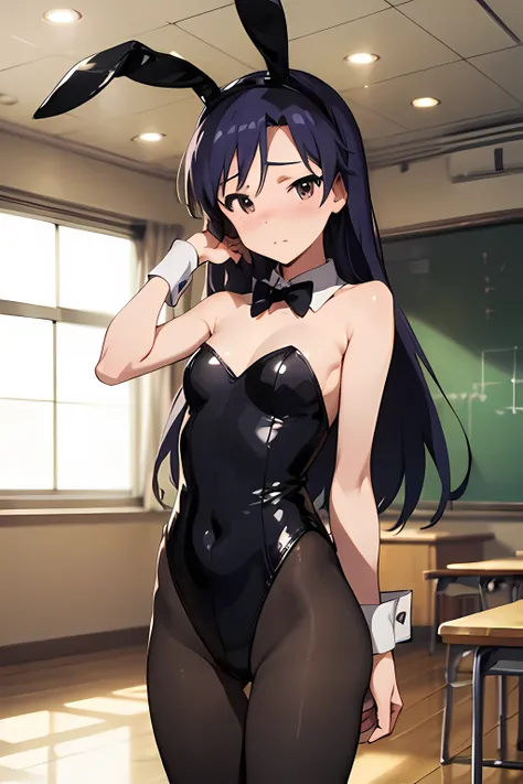  (masterpiece, best quality:1.4), official art, extremely detailed CG, unity 8k wallpaper, ultra detailed, solo, 1girl, chihaya kisaragi, (delicate eyes and face), bashful, (flat chest:1.1), looking at viewer,  (full-face blush), embarrassed, BREAK, cowboy...