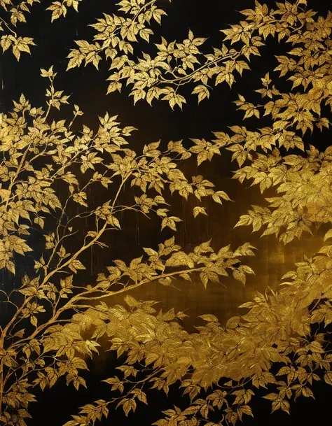 Gold Leaf Art，Gold leaf screen，Combining scrolls and screens,Become a large-scale &quot;double-screen landscape&quot; installation,Two pieces of ink painting on a gold screen,Sketch the lines one by one,Use freehand painting styles such as splashing ink，Le...